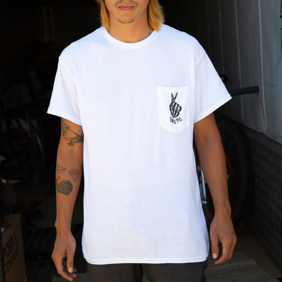 MAYBE DIE Pocket T-shirt - White