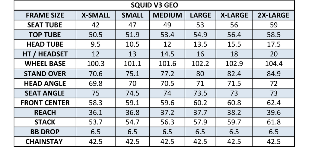 Cyclocross bike size outlet chart